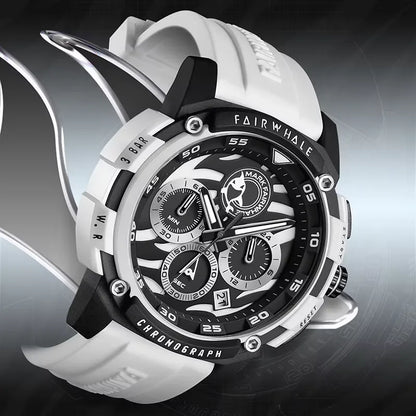 ساعة مارك فيروهيل الأنيقة للرجال - ساعة كوارتز مضيئة مقاومة للماء بحزام من السيليكون، كرونوغراف، عرض التاريخ وتصميم رياضي للارتداء الرسمي وغير الرسمي