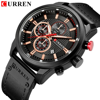 CURREN Luxury Chronograph Men's Watch with High Quality Leather Band
