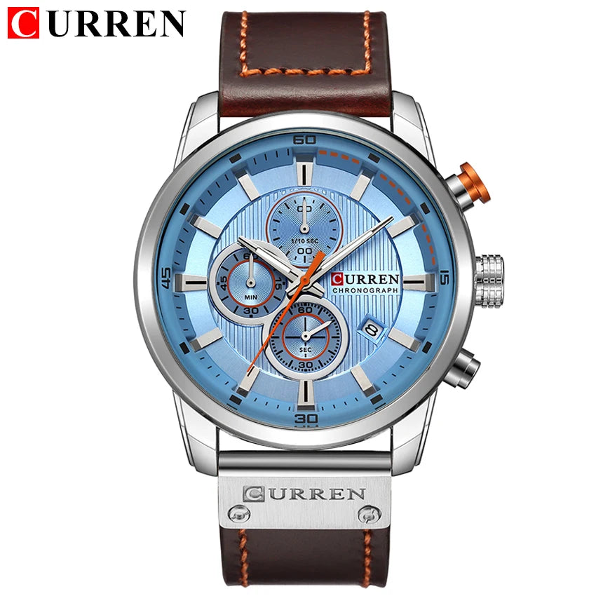 CURREN Luxury Chronograph Men's Watch with High Quality Leather Band