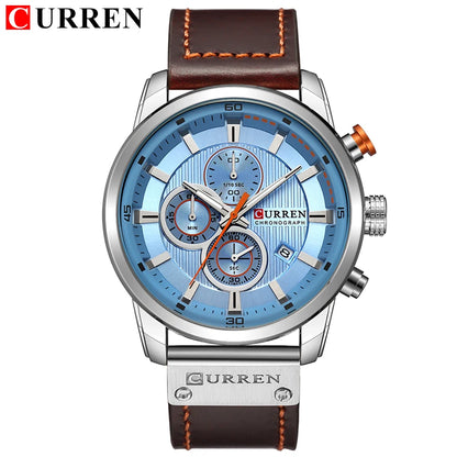 CURREN Luxury Chronograph Men's Watch with High Quality Leather Band