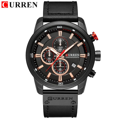 CURREN Luxury Chronograph Men's Watch with High Quality Leather Band